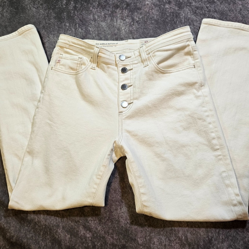 AG Adriano Goldschmied The Isabelle Button Up High Rise Straight Crop Jeans 27R